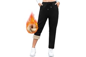 Aisprts Pantalon Chandal Mujer, Pantalones Térmicos de Invierno, Pantalones Deportivos Informales con Forro Polar para Mujer con 2 Bolsillos y Cintura Elástica con Cordón