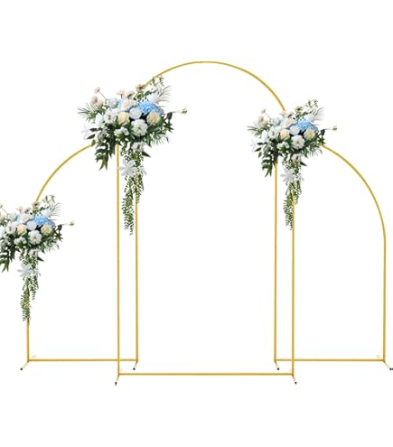 Arco Nuziale In Metallo Dorato - Altezza 2,2 M, Base Stabile, Per Decorazioni Feste, Matrimoni, Compleanni - 7