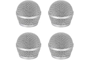 WOKYO Testina di ricambio per microfono Shure Pg58, testa di ricambio per microfono a sfera, filtro antipop per Shure PG48, PG58, PGX2, BLX288 (argento, PG58-4 pezzi)
