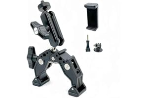 CHIKONI Superklemme mit 3-Zoll-360°-Doppelkugelkopf-Magic-Arm, Cold Shoe, 1/4-Zoll-Gewinde-Montageadapter für Telefon, Action-Kamera,Tischstativ, Rohr, Gimbal, kompatibel mit SmallRig,DJI ST83,13–65mm