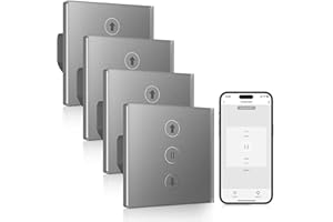 ALLEVOI Interruptor Persiana Wifi 80 * 80mm, Interruptor de Persiana Inteligente Control por Voz Compatible con Alexa/Google Home/Smart Life, Requiere Cable Neutro, Gris