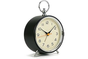 Bcuuozeeing Retro väckarklocka analog utan tickande, 4,3 tum rund analog väckarklocka för sovrum, högljudd väckarklocka för d