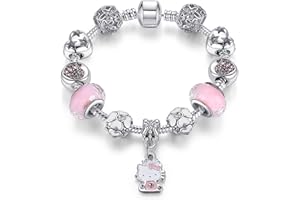 PIIMNT Bracelet Hello Kitty Fille, Hello Kitty Bracelet et à Breloques Bijoux Stitch pour Enfants Cadeau pour les Cadeaux D'anniversaire et de Noël des Filles