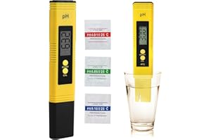 HUGWAIT PH Messgerät, PH Wert Wasser Digitaler Tester 0-14 PH Messbereich, PH Wasser Tester Aquarium mit Kalibrierpulver, Hohe Genauigkeit PH Tester für Aquarium, Trinkwasser, Pool, Hydroponik, Labor