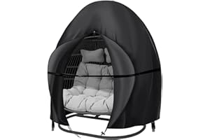widesmile Double Egg Chair Cover 420D Oxford Fabric Outdoor Hanging Double Egg Chair Covers Waterproof Anti-dust Garden Wicker Cocoon Swing Chair Cover With Zipper and Drawstring 230 X 200cm
