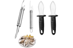 Xanewza 4 Strumenti da Cucina per i Frutti di Mare, 2 Pezzi Apri Ostriche, Coltello per Gamberi in Acciaio Inox, Multifunctional Shrimp Line Fish Maw Knife, per Prodotti Come Gamberi e Pesce