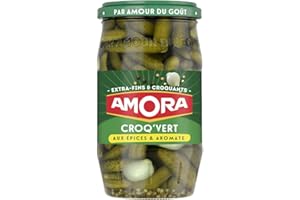 AMORA - Croq'Vert Cornichons Extra-Fins - Délicieusement croquant et un goût unique - Bocal 370g