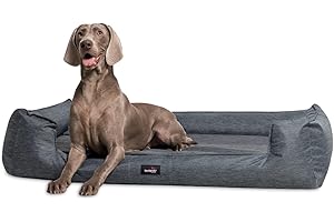 tierlando® Ortopedyczne legowisko dla psa Goofy wraz z ochraniaczem na materac dla dużych psów, poliester, nadaje się do prania, sofa dla psa XL XXL XXXL 90 cm – 99 l, ciemnoszary, melanżowy