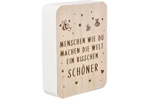 Spruchreif | Deko-Tafel "Menschen wie du machen …" | MDF-Holzschild mit liebevollem Spruch | Tischdeko & Geschenk | 10 x 7,5 x 2,5 cm