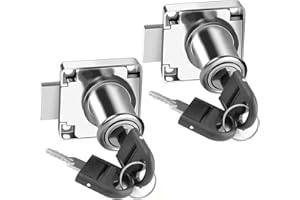 ZiYuya 2pcs Nockenschloss mit Schlüsseln gleich, Sicherheitsschrank Schließfächer Schloss Möbel Türschloss Briefkasten Sperre Kommode Schloss Schließfach für Haushalt Büro Silber