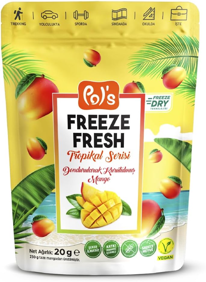 Pol's Freeze Fresh Dondurularak Kurutulmuş Mango 20 gr