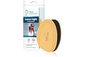 Foot Morning – Luxus Light – Przednie Półwkładki do Półbutów (1 Para) – Skórzana i Piankowa Wkładka Amortyzująca do Butów – Węgiel Przeciwzapachowy – Dwuwarstwowe Półwkładki (37-38 EU)