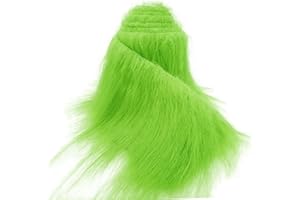 DOIOVE Tissu en fausse fourrure pour l'artisanat Vert Citron, Peluche artisanale hirsute 5 x 170 cm pour bricolage barbe de Père Noël/Gnome, Fursuit, Costume de Cosplay d'Halloween de Noël fait à la main