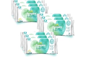 Pampers Rent vatten (Naturello) fina dukar, 9 förpackningar med 52 stycken, 468 våtservetter