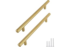 Goldenwarm 6Pack Gold Wardrobe Handles 160mm Hole Center T Bar Gold Kitchen Handles
