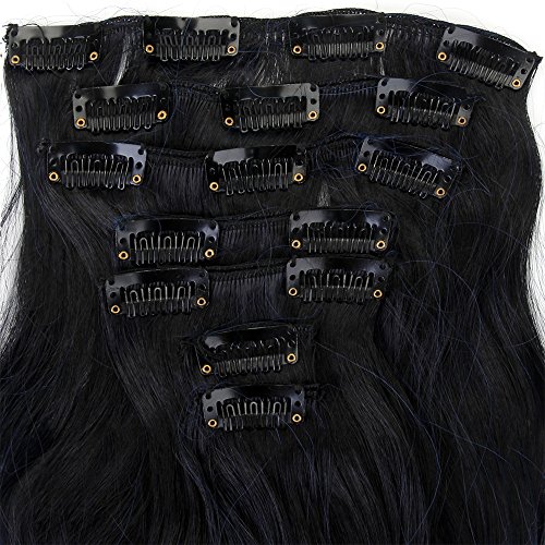 Neverland Ombre Haar Extensions Clip in haar extensions haarverlängerung clips 7pcs Naturschwarz zu Blau - 4