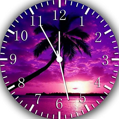 Palm tree in purple Sunset Wall Clock 10" Will Be Nice Gift and Room Wall Decor X44