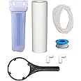 GIZMO PRO Transparent Pre Filter Housing with Premium Spun 10 Inches 2 Pcs 1/4 Connectors, Wrench, Teflon Tape Works with All Type of RO and UV Water Purifier System (2 M Pipe Included