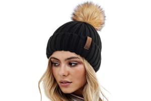 FURTALK Chapeaux d'hiver pour Femme Double Couche en Polaire avec Pompons à Pompons