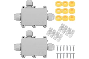 HMKESOTERIC 2 Pcs IP68 Waterproof Junction Box Outdoor, 3 Way Outdoor Electrical Cable Connectors, Waterproof Electrical Junction Box for 5-15MM Diameter Cable Connection Wire Connectors, grey