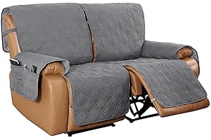 TOPCHANCES Non-Slip Recliner Chair Cover Sofa Slipcover, Reversible Recliner Sofa Cover with Elastic Adjustable Strap, Washable Reclining Sofa Slipcover Recliner Furniture Protector (dark gray, 2 Seater)