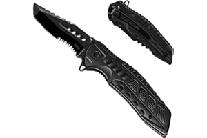 YiMai Navaja Plegable, Cuchillo Multiusos Navaja de Bolsillo para Acampar, Picnic, Caza, Montañismo (Negro 1)