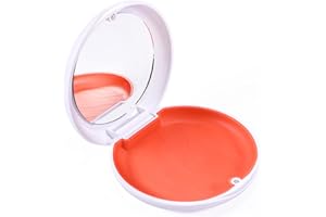 Annhua Slim Retainer Case with Mirror Partial Denture Box with Magnetic Closure, Thickness 0.78 Inches Retainer Box with Silicone Textured Liner, Portable Aligner Case for Travel - White