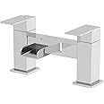 Architeckt® Dakota Bathroom Waterfall Bath Filler Mixer Tap Deck Mounted Square Twin Lever Handle for Bathtub Modern, Chrome