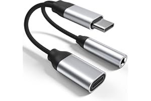 OLKIEQZ USB C to 3.5mm Jack Headphone Adapter and Charger,2 in 1 Type C to Aux Audio & Car Fast Charging Cable,for iPhone 15/15 Pro/15 Max/Samsung Galaxy S24 Ultra/S23/S22/S21/S20/S10/A/Note/Pixel