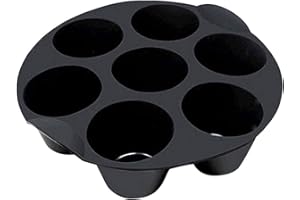 GeKLok, coppe per muffin in silicone, per muffin, 7 tazze rotonde, per friggitrici e friggitrici ad aria, ideali per torte, muffin, cioccolatini, facili da pulire