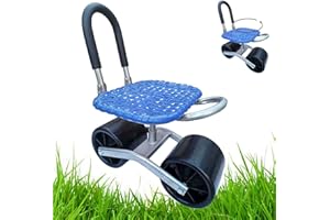 ZJS tabouret siege jardinage ，agenouilloir de jardin，Travail Jardin Larges Roues Charge 200kg, Chariot De Jardin, pour Désherber Jardinage Et L'entretien Pelouse Plein Air 45 x 14 x (22-35) cm,bleu Pliant