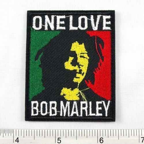R.M.A ShopsAufnaher Bob Marley One Love Reggae Singer Jamaica Embroidered Racing DIY T-shirt Jacket 2x2.5 'Sold By R.M.A.
