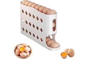 HETING-YQ Eierhalter für 30 Eier 4 Etagen Eierbehälter für Kühlschrank Platzsparender Automatisch Rollender Eierspender für die Küchenarbeitsplatte Eier Aufbewahrung