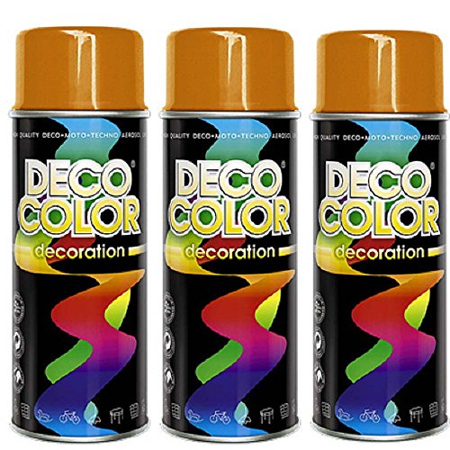 3er Sparpack DC Lackspray glänzend 400ml nach RAL freie Farbauswahl (3 Dosen in orange glanz RAL 2004)