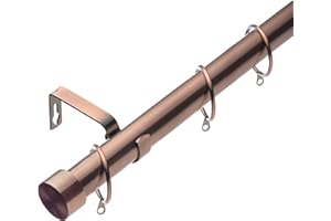 Lister Cartwright 28mm Antique Copper Adjustable Extendable Metal Curtain Pole Set Rings with Stopper Finial Voile Easy fit to Outdoor, Bedroom, Living Room (210-320 cm)