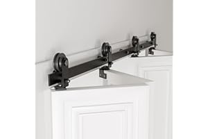 ETIASQSA Bi-Folding Sliding Door Hardware Kit 152CM/5FT Barn Door Sliding Rail for 4 Doors[Hardware Kit Only, No Door ]