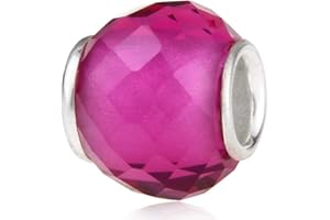 JIARONG CHARMS Breloque en argent sterling 925 avec pierre de naissance en verre de Murano pour bracelet à breloques Pandora (rose rouge)