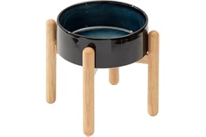 Havniva Ceramic 8.2inch Raised Dog Bowl with Stand for Large - Breed Dogs, Pet Food and Water Feeder(Single Bowl with Stand - Starry Sky)