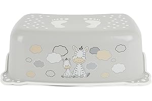 ‎BIECO Bieco Kinder Tritthocker Zebra, Anti Rutsch Funktion | einstufig, Höhe 14cm | Größe 42x28cm |Tritthocker Kinder | Hocker Kinder Bad | Tritt Kinder | | Kinderhocker Bad tritthocker Kind