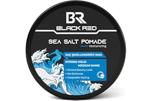 Black Red Sea Salt Pomade for Men, 120ml | Strong Hold with Medium Shine | Texturizing Hair Styling Wax | Natural Beach Look, Flexible Control & Water-Based Formula