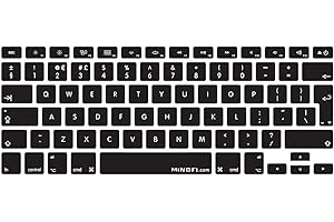 MiNGFi Englisch QWERTY Silikon Tastatur Schutz Abdeckung für MacBook Pro/Air (2008-2015) Modell A1278 A1286 A1369 A1398 A1425 A1466 A1502 EU/ISO Tastaturlayout - Schwarz