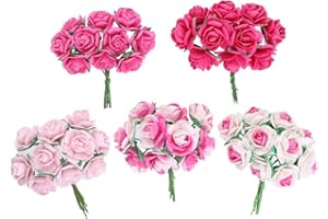 DUONGJAIS BRAND Lot de 50 mini roses en papier de mûrier faites à la main de 18 mm pour scrapbooking, mariage, bricolage, artisanat (rose)