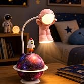 Coverzone Astronot Temalı 2'si 1 Arada Masa Lambası ve Gece Lambası USB Şarjlı 400mAh Bataryalı Renkli Gezegen Gece Işığı 5V 