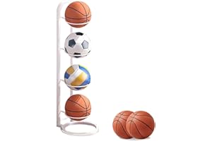 Yulokdwi Rangement Ballon Vertical, Support Ballon Basket, Rangement Ballon Foot, Étagère De Rangement Multifonctionnelle Multicouche en Fer pour Ballons De Basket-Ball, Football, Volley-Ball