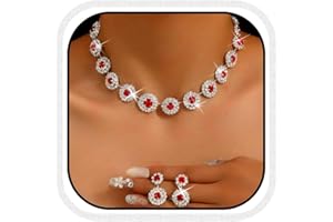 Unicra Silver Bridal Wedding Jewelry Sets Rhinestone Choker Necklaces and Earrings Set Costume Prom Formal Crystal Jewelry Set for Women and Brides