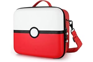 JoyHood Tasche für Switch & Switch OLED, Deluxe Harte Schutztasche für Switch Große mit 21 Spiel Kartenfächern, Tragetasche für Switch Konsolen & Zubehör (All-IN-ONE, Rot & Weiß)
