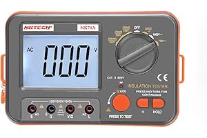 NKTECH NK70A Digital Megohmmeter Tester Megohm Meter LCD Insulation DC AC Voltage Resistance 250V/500V/1000V DC 750V AC Backlight Digital Multimeter Upgrade with TL-1 Screwdriver Tool