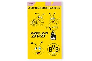 BVB Aufkleberkarte Kids, 5 Sticker mit Maskottchen und Logo, 14,5 x 21 cm, Wasserfest, Bunt