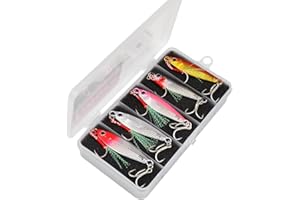 Tolure Señuelo Jig 10g 15g 20g 30g Tiro Largo Pesca en Tierra Recubrimiento Láser Kit de Pesca Señuelo Jigging Aparejos de Pesca para Platija Salmón Dorada Caballa Bass Trucha 5 Piezas/Caja