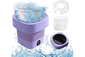 HRKVSK Mini Waschmaschine, 8L Tragbare Wäschewanne Faltbare, Camping Waschmaschine, Wiederverwendbare Vollautomatische Waschmaschine für Unterwäsche und Socken Oder Kleine Gegenstände, Lila